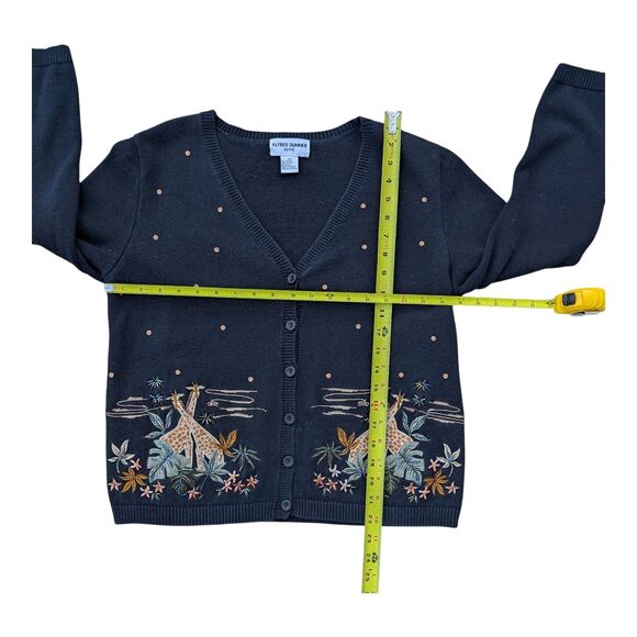 Alfred Dunner Safari Giraffe Sequin Embroidered Cardigan Sweater Petite S VTG - Picture 8 of 9